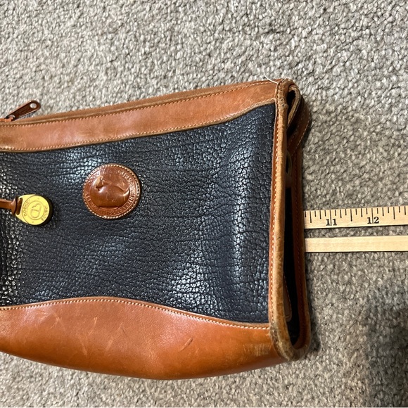 vintage dooney & burke bag womens navy brown leather zip up luxury 80s logo - Picture 10 of 10